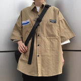 Ins Style Retro Workwear Shirt Short Sleeve Shirt For Women