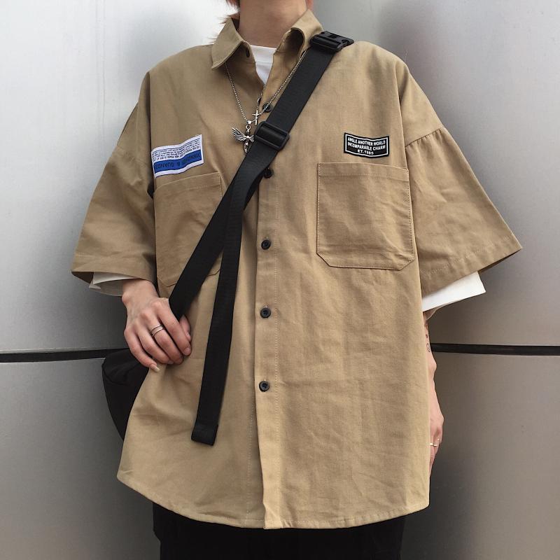 Ins Style Retro Workwear Shirt Short Sleeve Shirt For Women