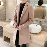 New Solid Color Fashion Brand Slim Woolen Coat