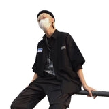 Ins Style Retro Workwear Shirt Short Sleeve Shirt For Women
