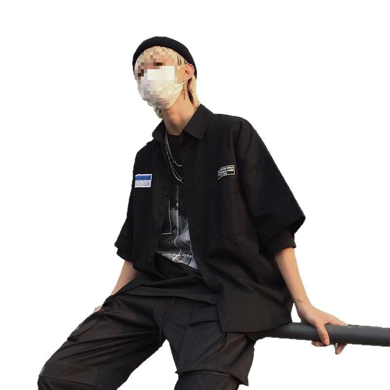 Ins Style Retro Workwear Shirt Short Sleeve Shirt For Women