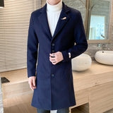New Solid Color Fashion Brand Slim Woolen Coat