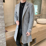 New Solid Color Fashion Brand Slim Woolen Coat