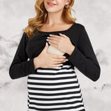 Breastfeeding Maternity Wear Long Sleeved Round Neck