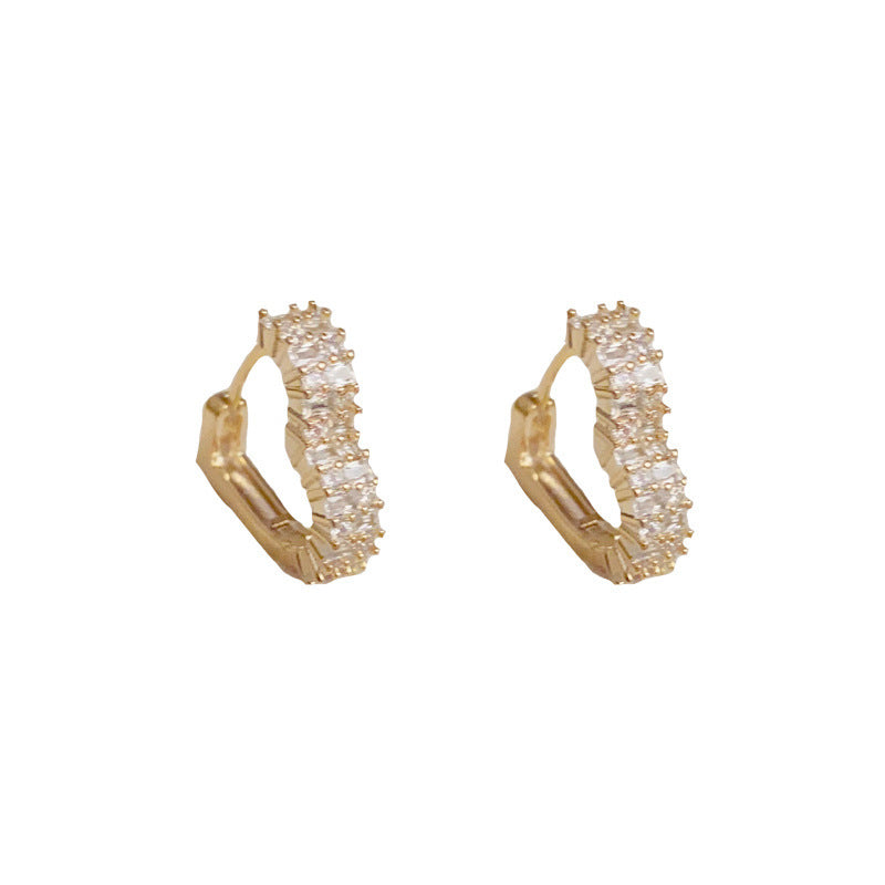 Minority Fashion Minimalist Design Micro Inlaid Zircon Love Ear Clip Temperament Wild Light Luxury